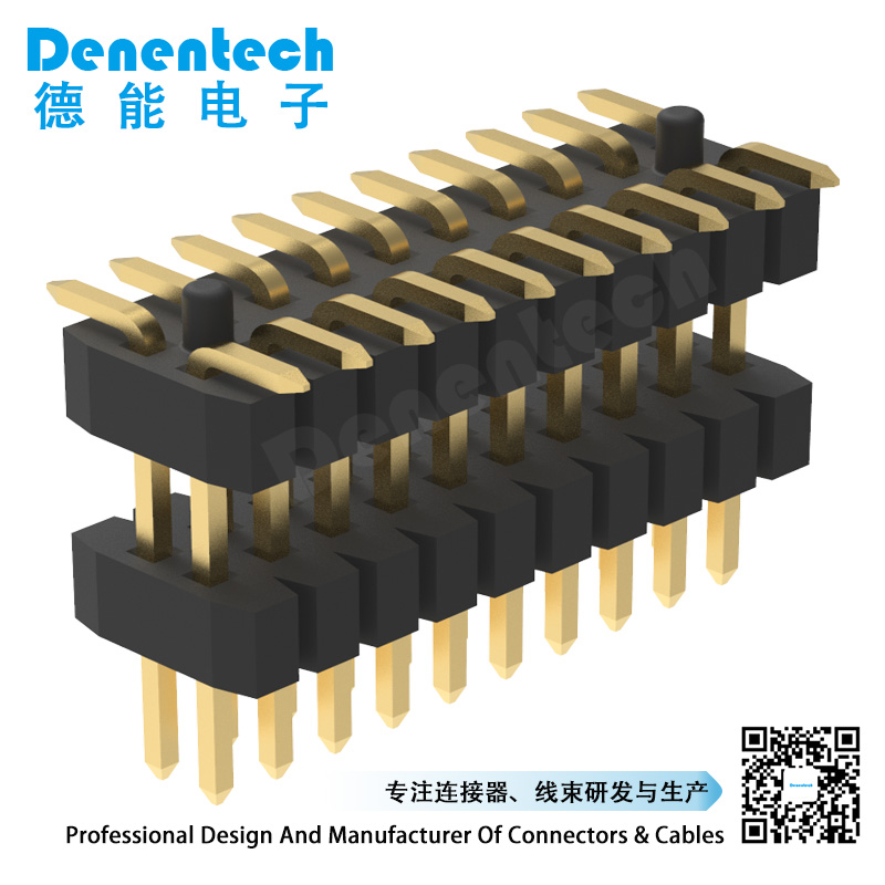 Denentech1.0mm pin header dual row dual plastic straight SMT with peg